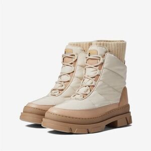 🌻Sam Edelman Reve Tabitha Moonbeam Leather Lace-Up Winter Boots Women's Size 8